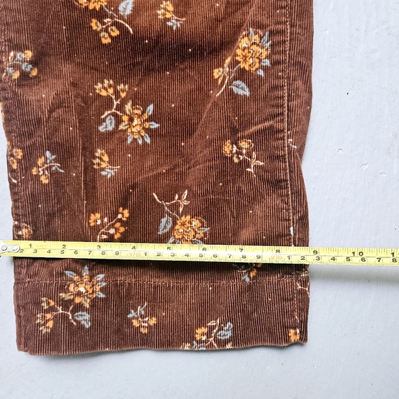 Madewell Slim Emmett Wide Leg Cropped Floral Corduroy Zipper Choco Pants Sz 24 - Picture 11 of 13